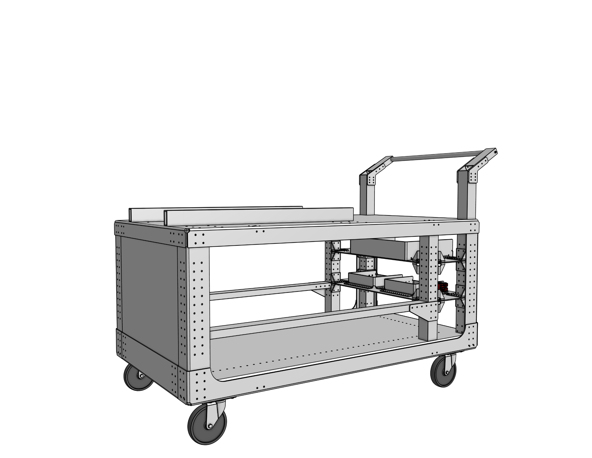 CAD render of pit cart structure.