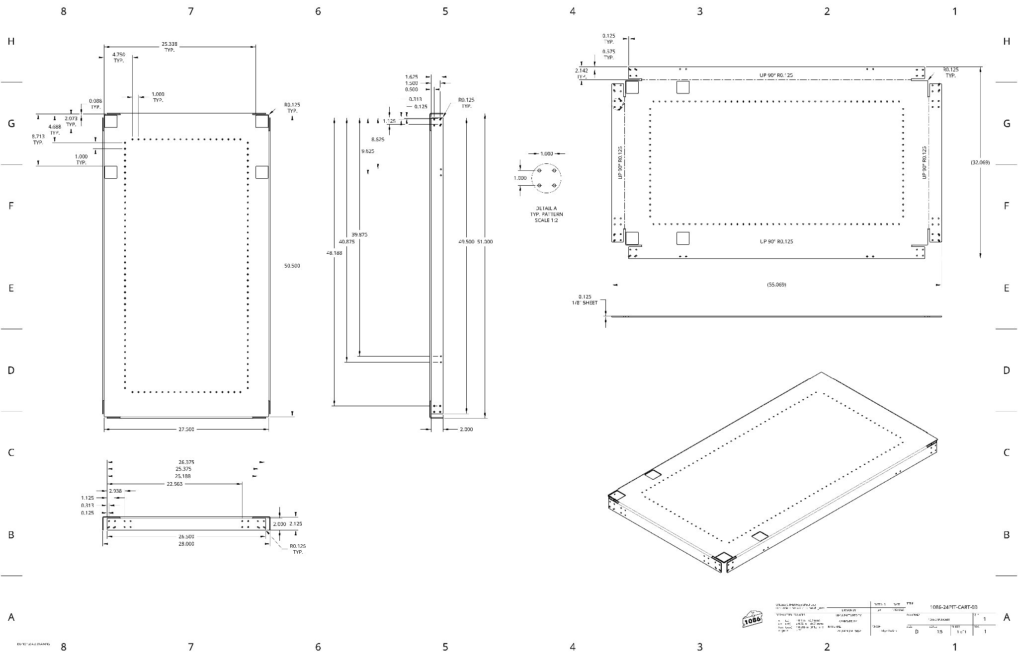 Cart tray drawing.
