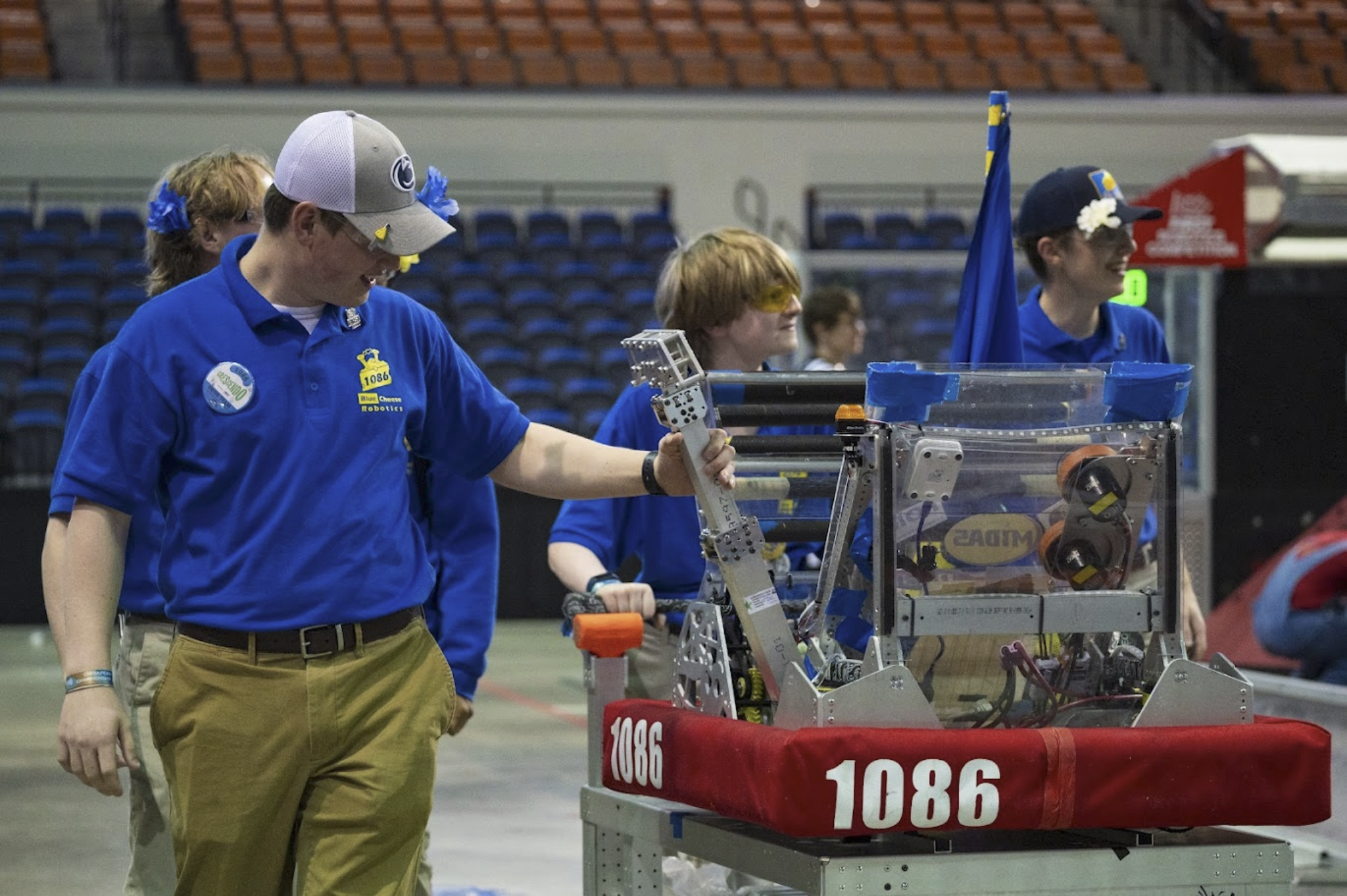 Robot on cart at competition.