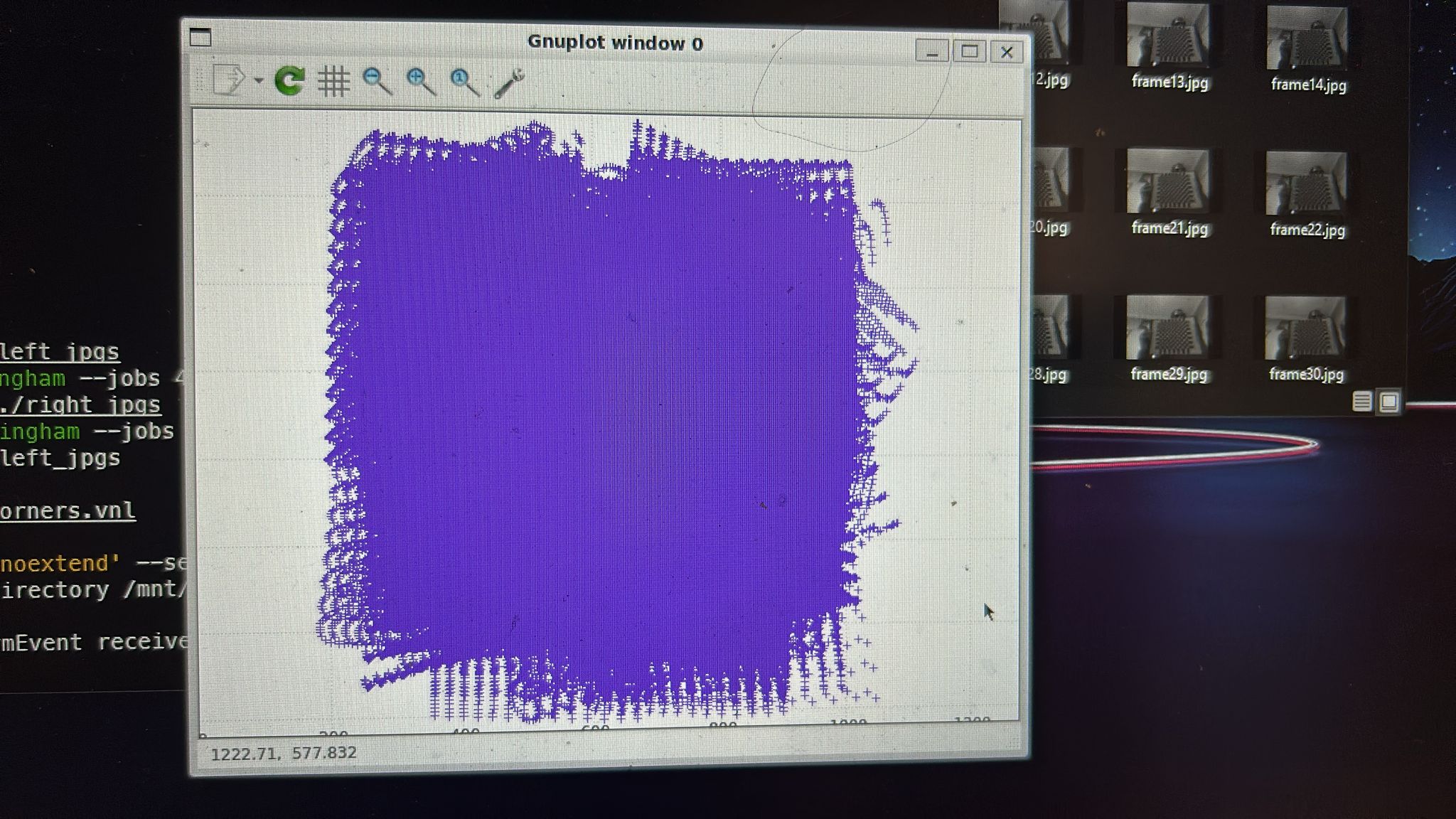 Mrcal camera calibration coverage graph.