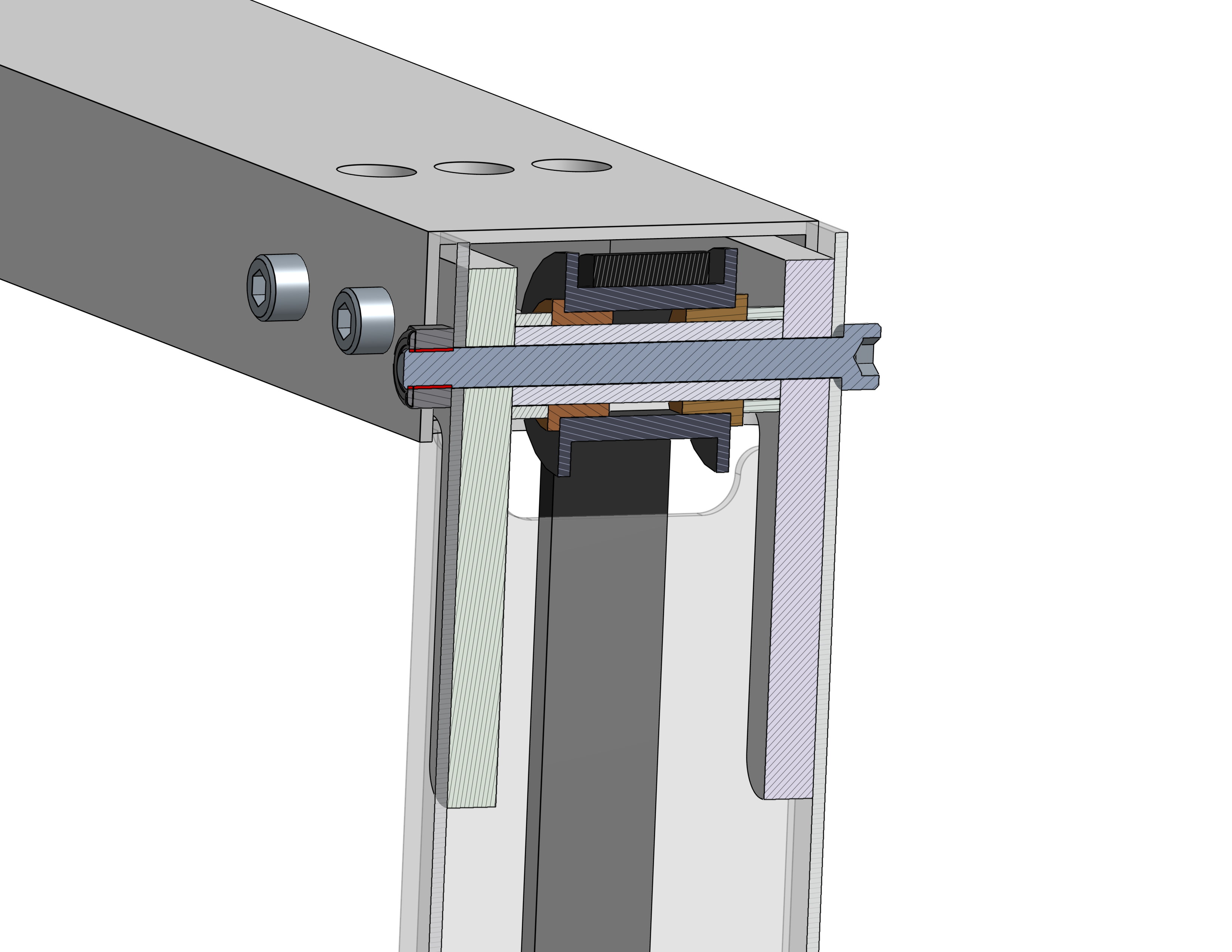 Section view of slotted tube with bushing-supported idler.